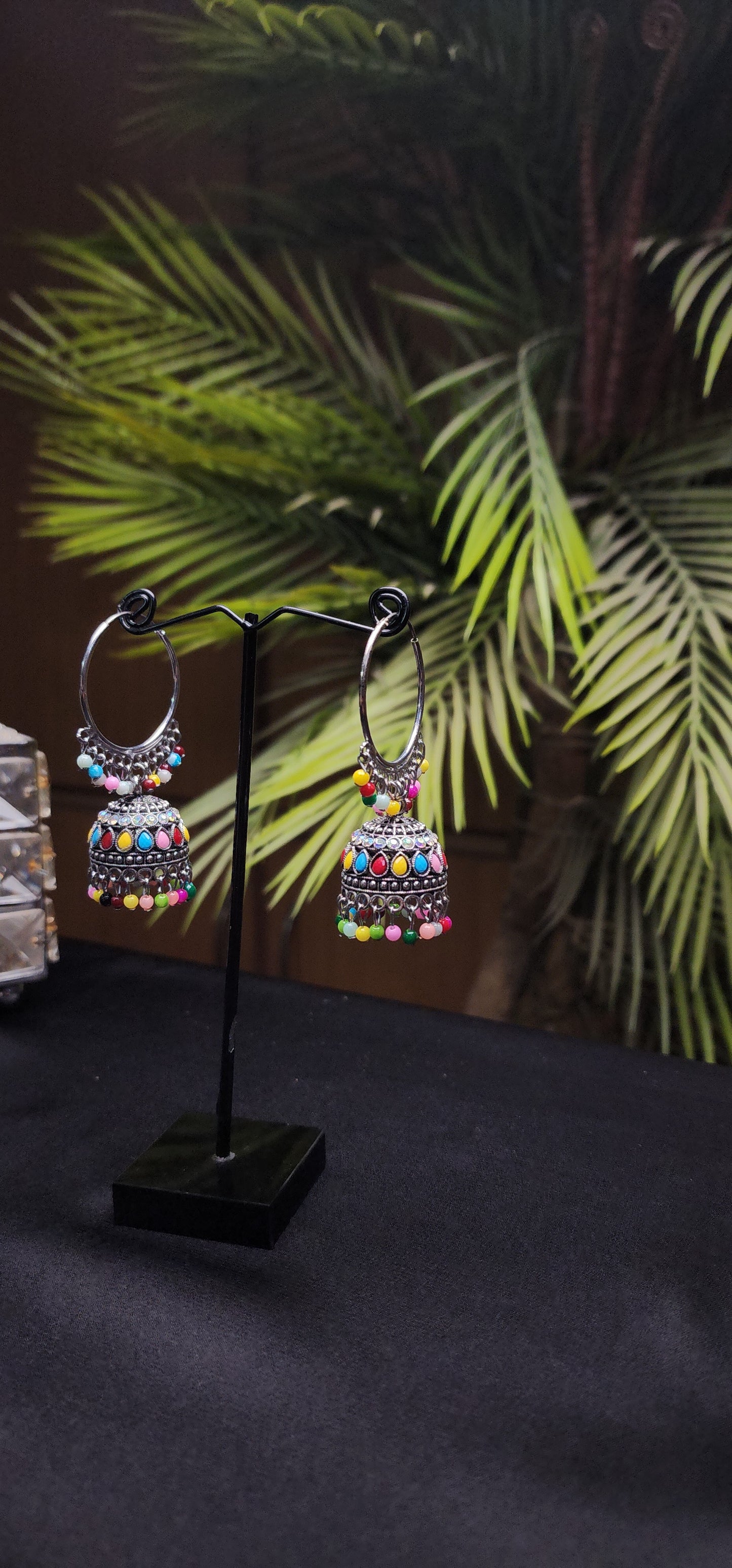 Multi Stone Peacock Design Earrings