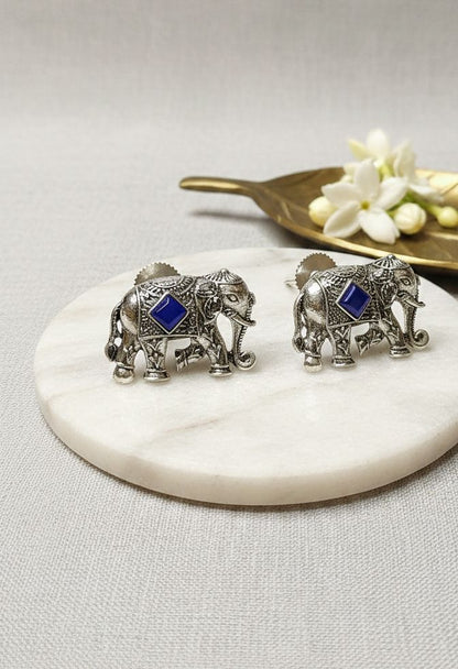 Mahroosh-Silver Elephant Stud Earing