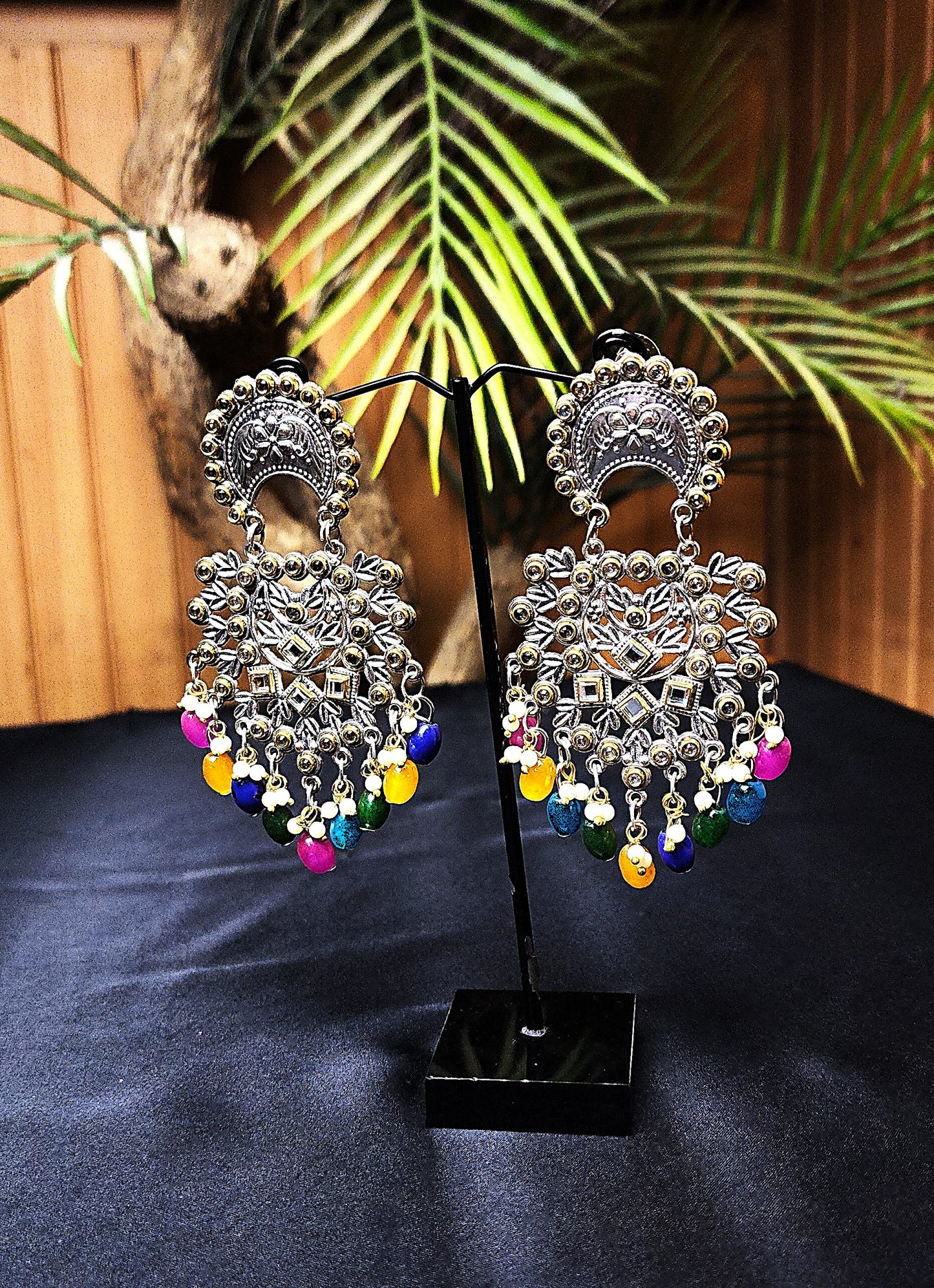 MULTI COLOUR STONE EAR RINGS