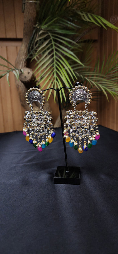 MULTI COLOUR STONE EAR RINGS