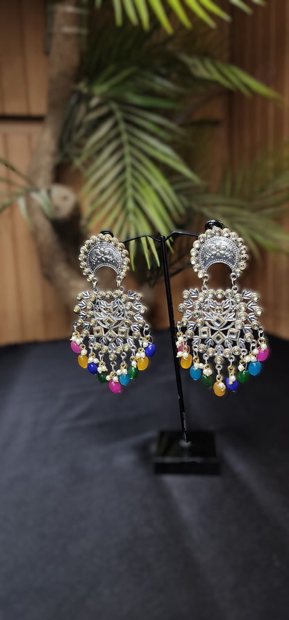 MULTI COLOUR STONE EAR RINGS