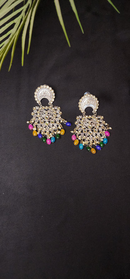 MULTI COLOUR STONE EAR RINGS