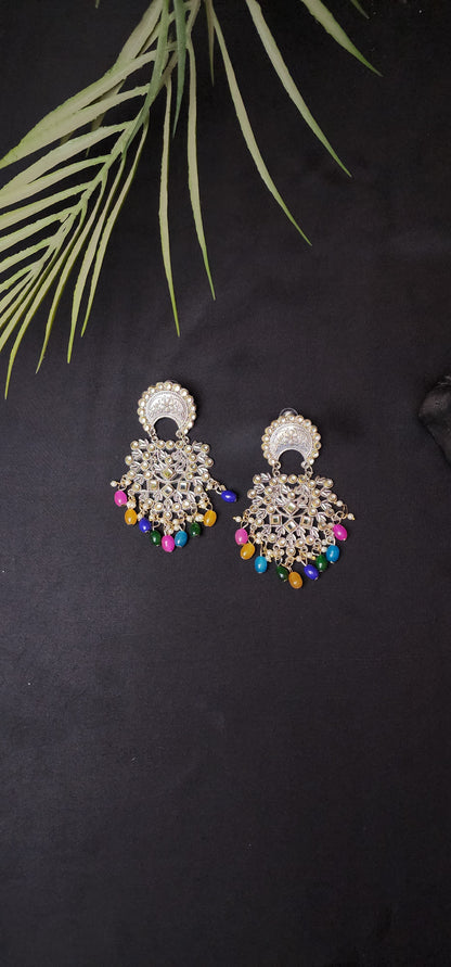 MULTI COLOUR STONE EAR RINGS