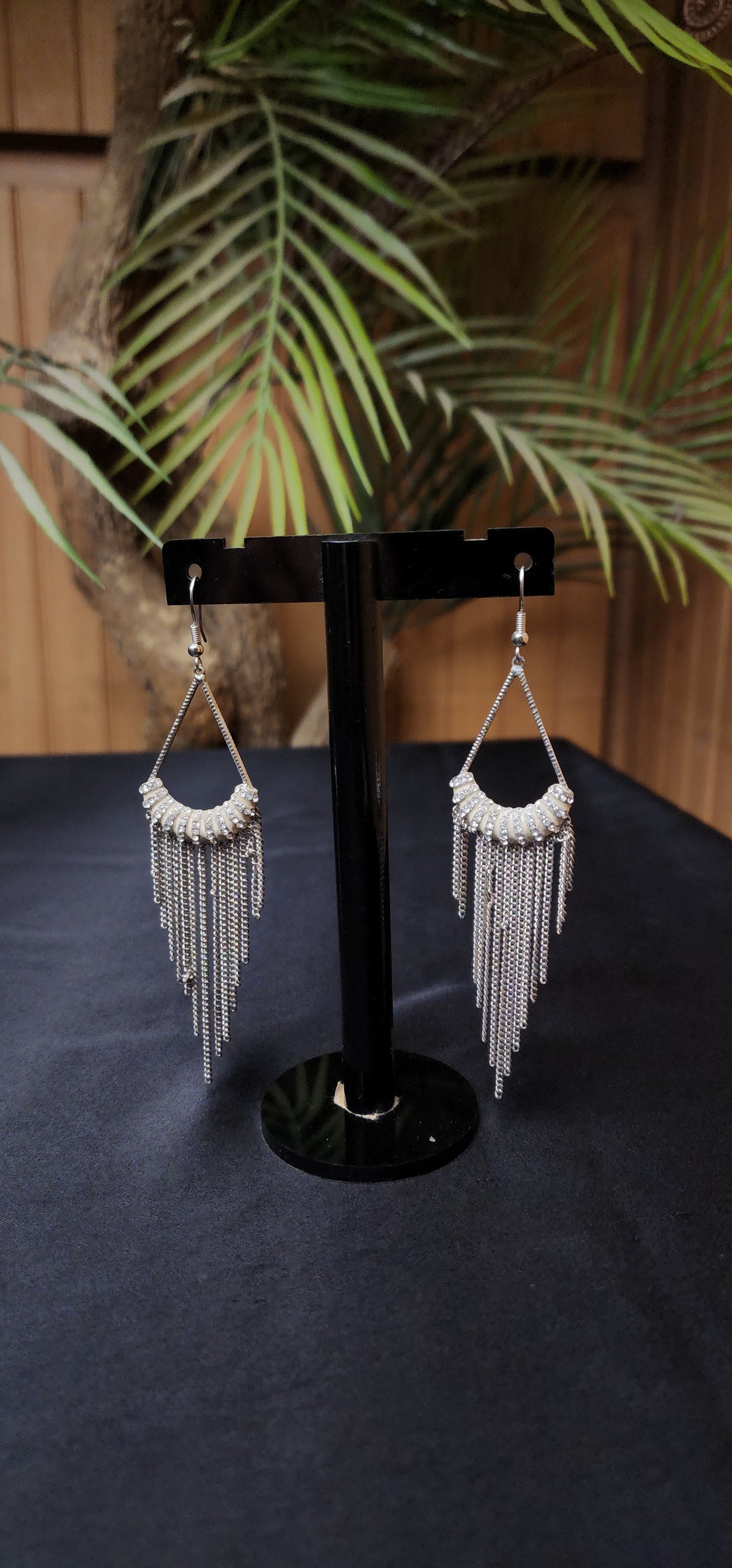 STONE CHAIN EARRINGS