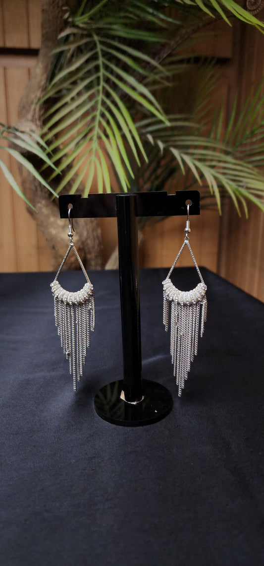 STONE CHAIN EARRINGS