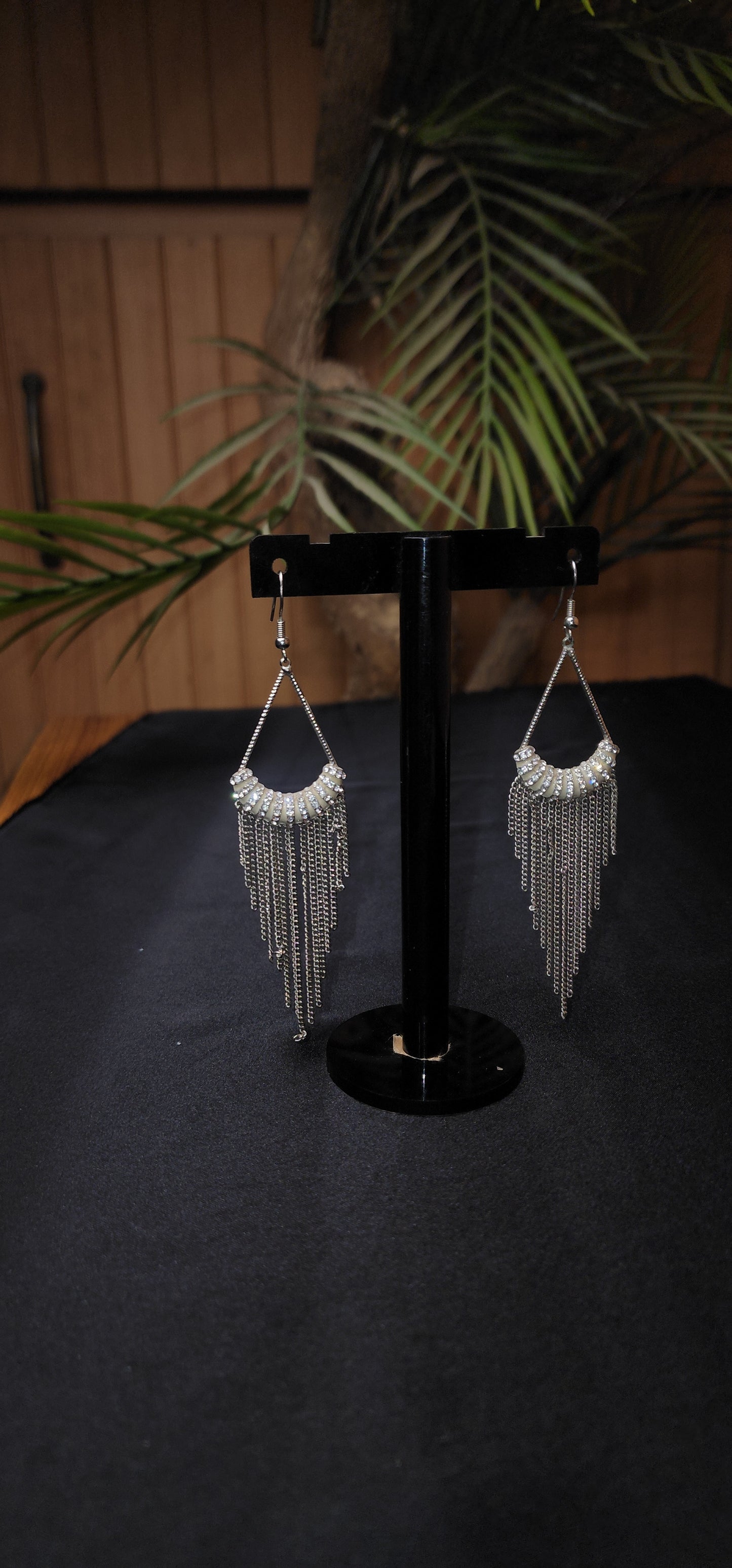 STONE CHAIN EARRINGS