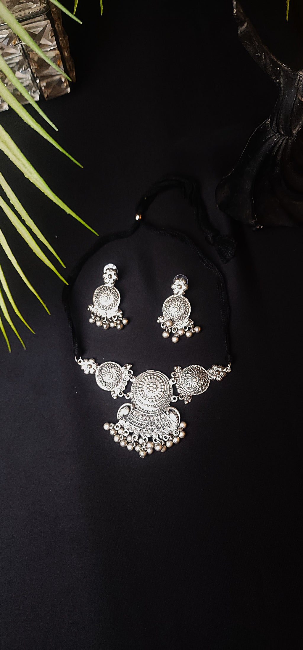 Choker with Earrings Indian Oxidized Jewelry