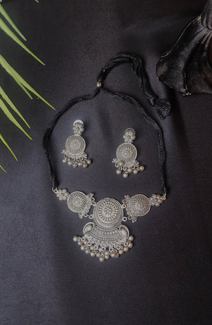 Oxidized 3-Piece Earring & Necklace Set