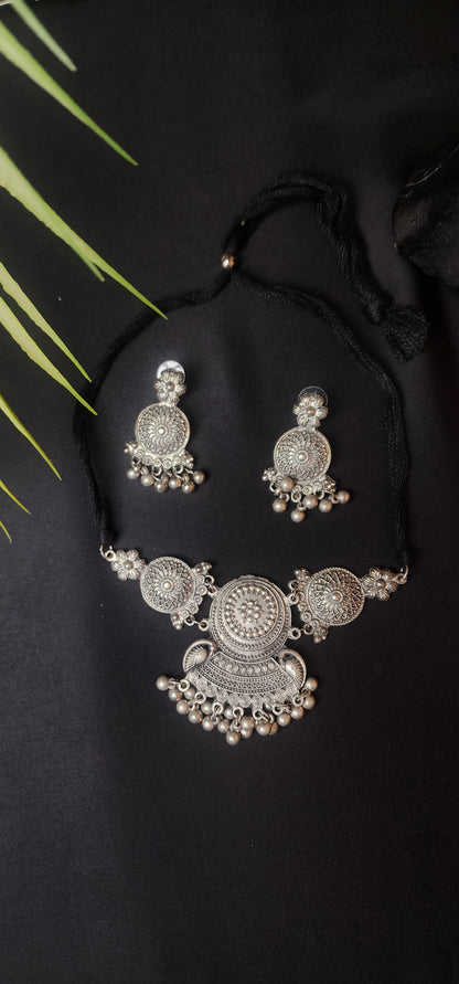 Choker with Earrings Indian Oxidized Jewelry