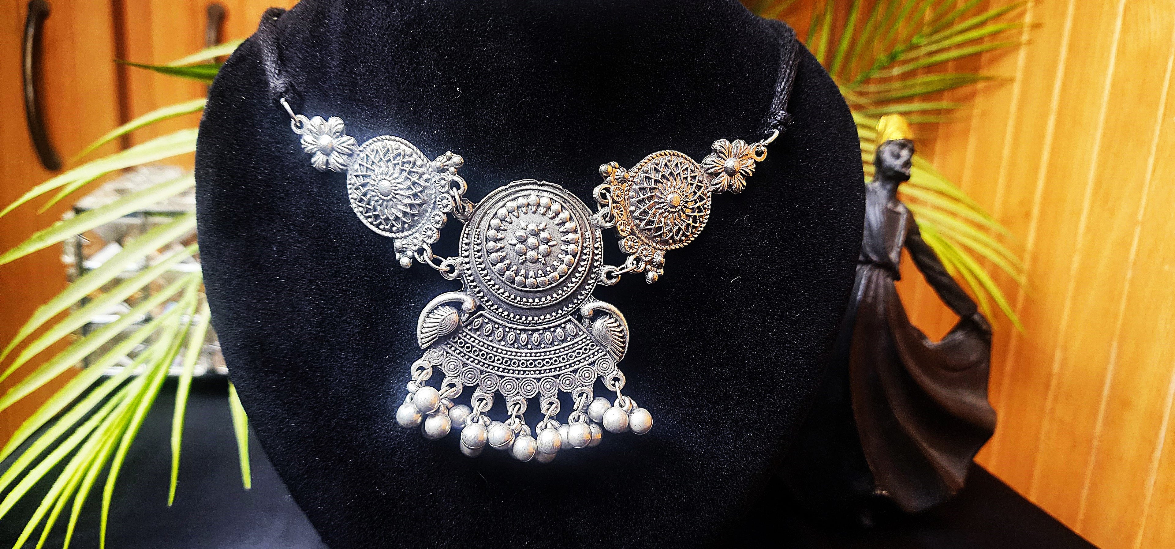 Choker with Earrings Indian Oxidized Jewelry