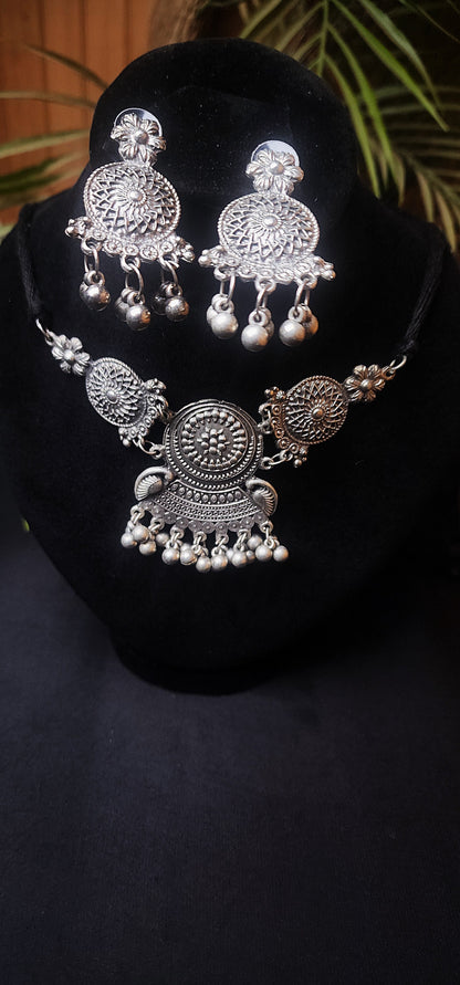 Choker with Earrings Indian Oxidized Jewelry