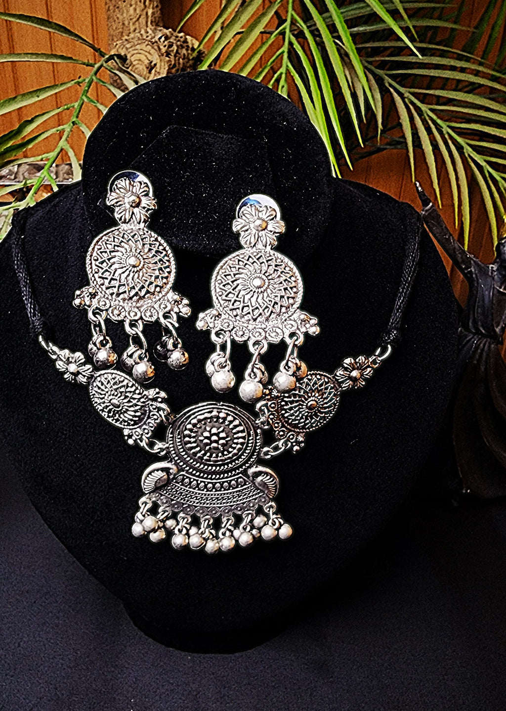 Choker with Earrings Indian Oxidized Jewelry