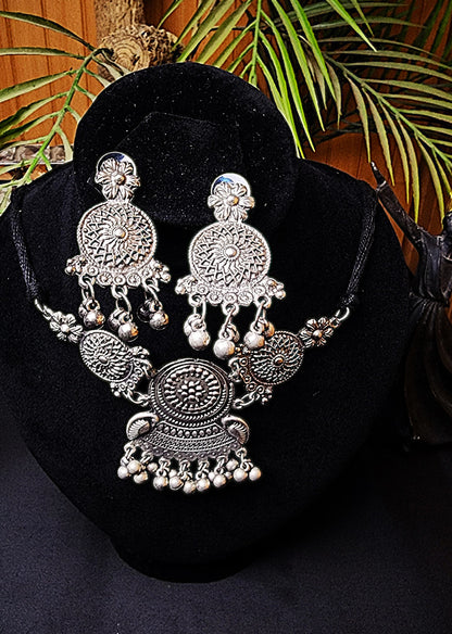 Choker with Earrings Indian Oxidized Jewelry