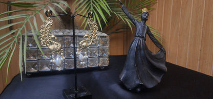 Peacock with Pearl Golden Earrings