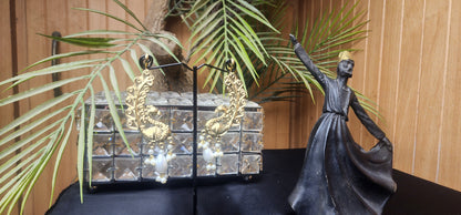 Peacock with Pearl Golden Earrings