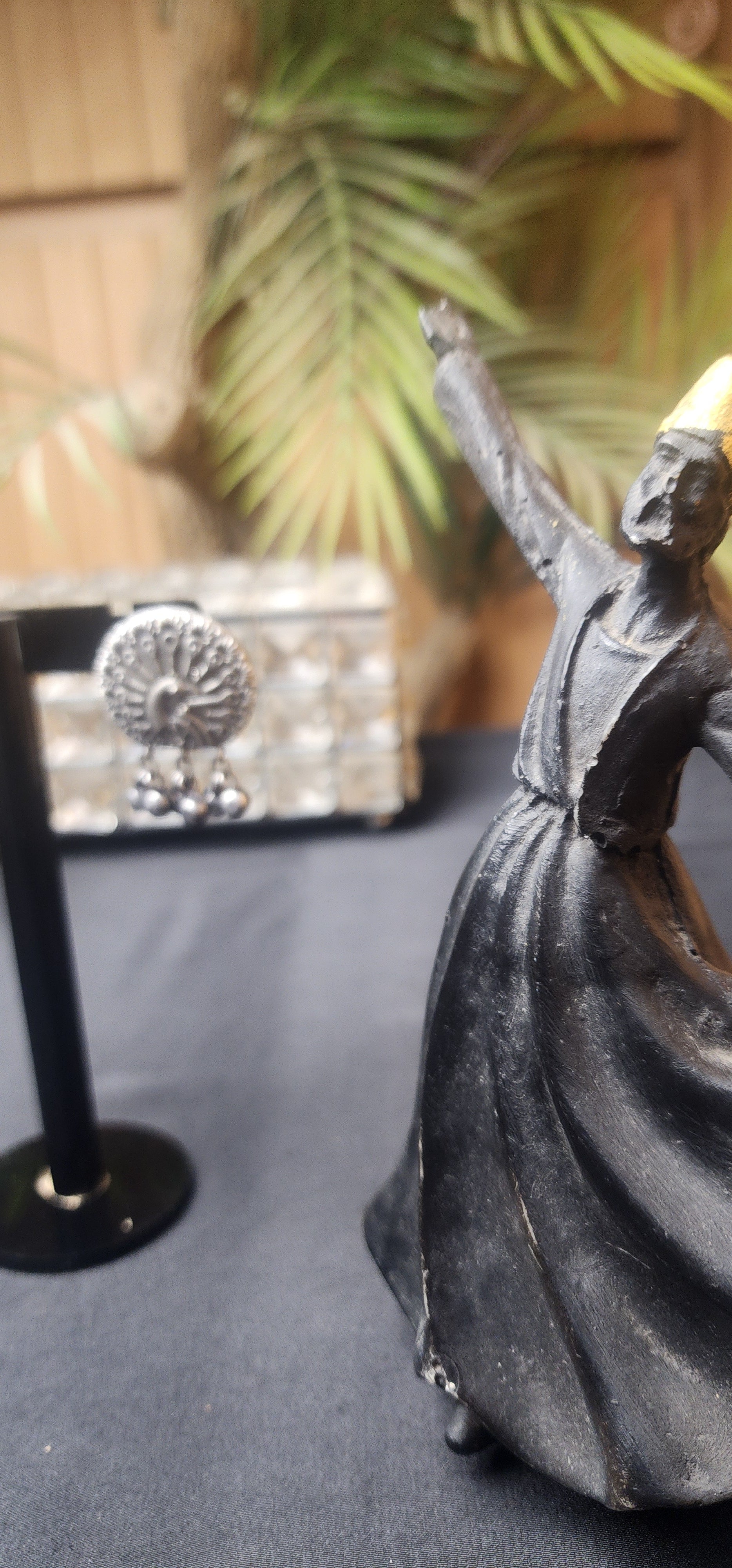 Oxidized Round Peacock Earrings