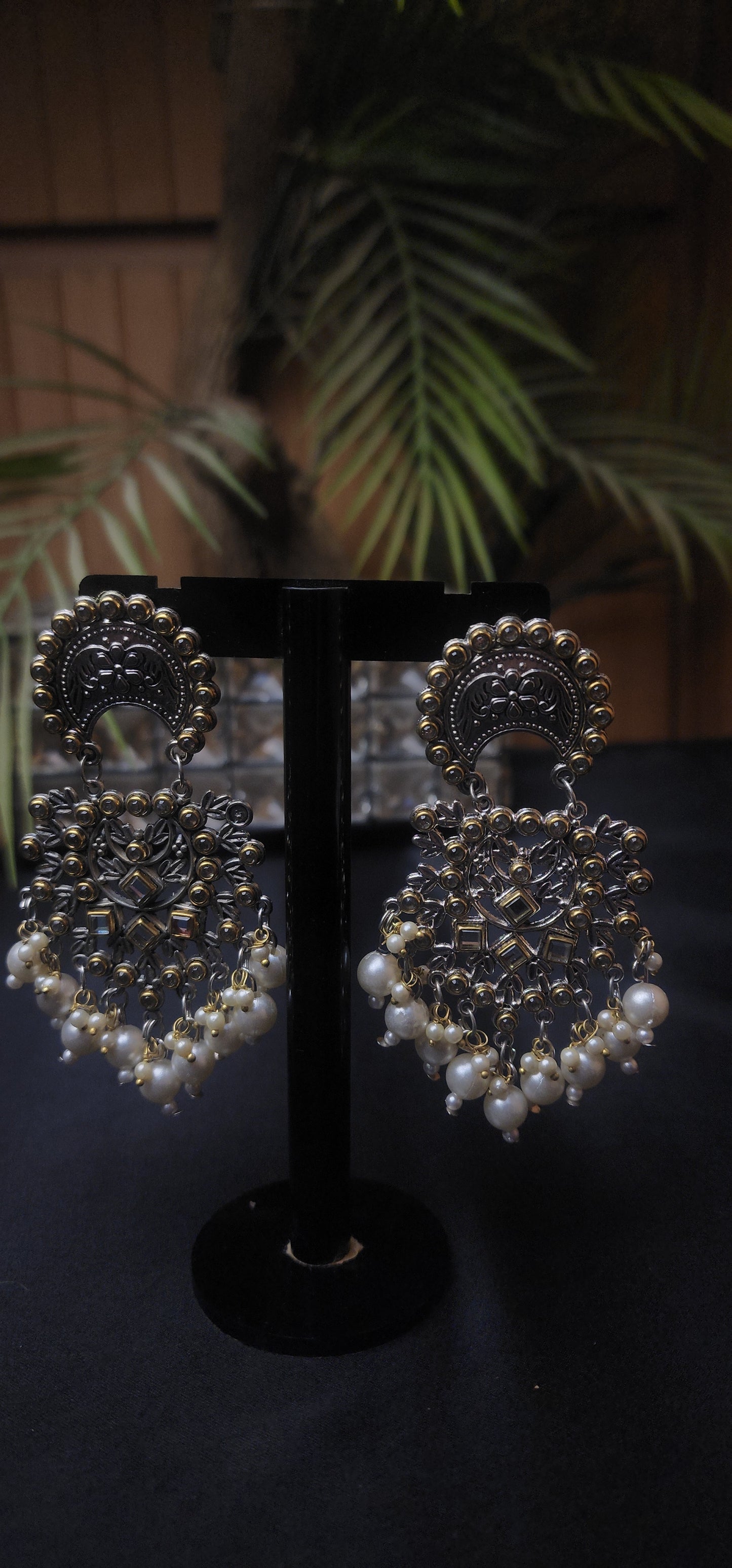 Multi Polki & Pearl Earrings