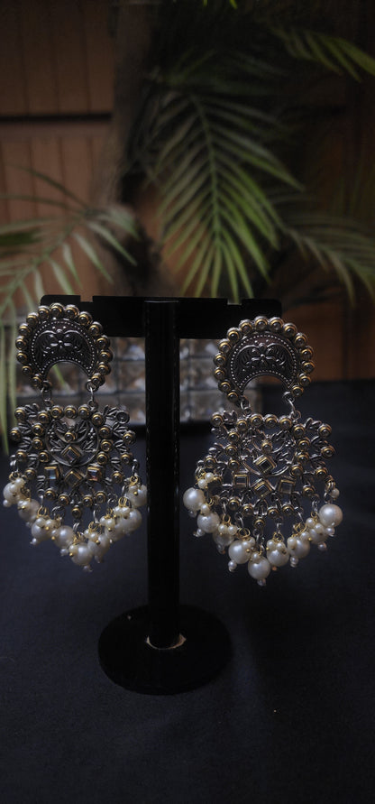 Multi Polki & Pearl Earrings