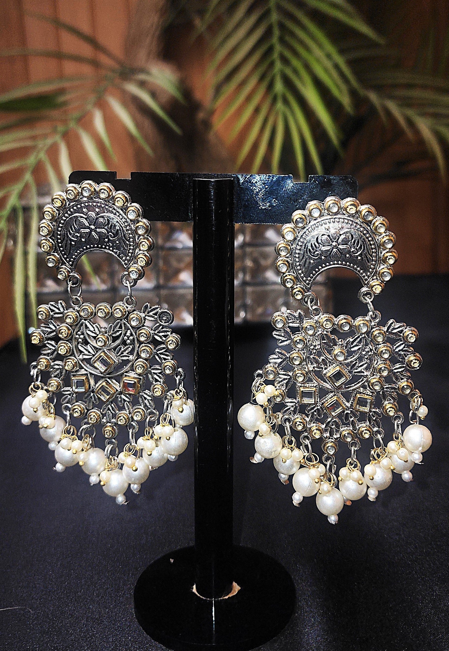 Multi Polki & Pearl Earrings