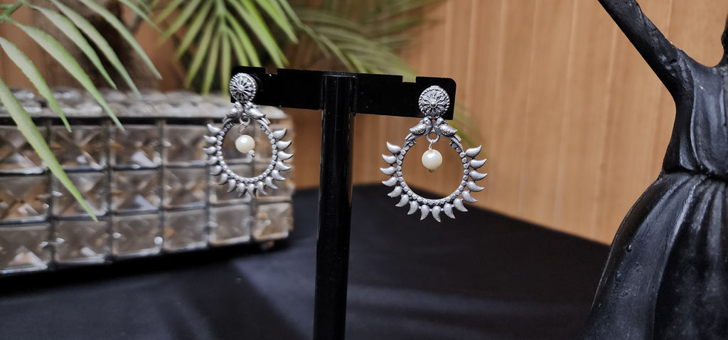 Peacock Earrings with Center Pearl