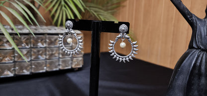 Peacock Earrings with Center Pearl