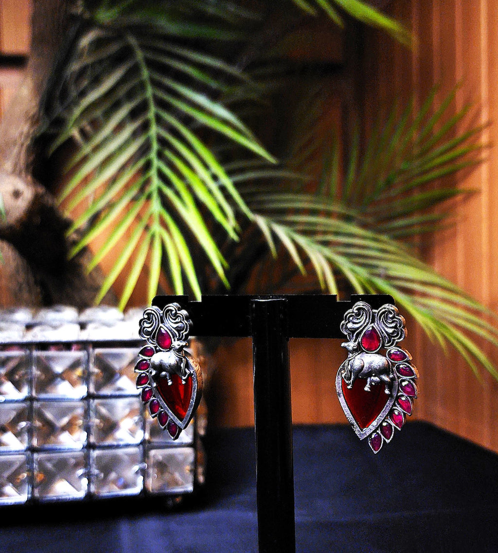 ❤️🐘 Red Elephant Heart Stone Earrings