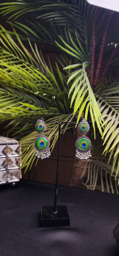 Peacock Silver Earrings