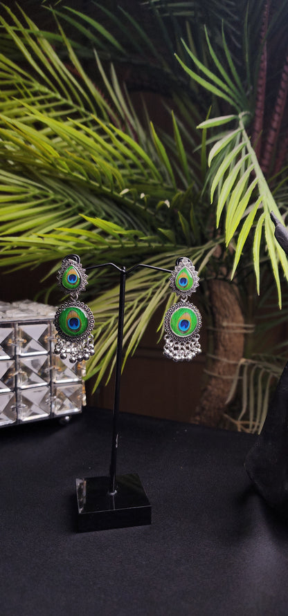 Peacock Silver Earrings