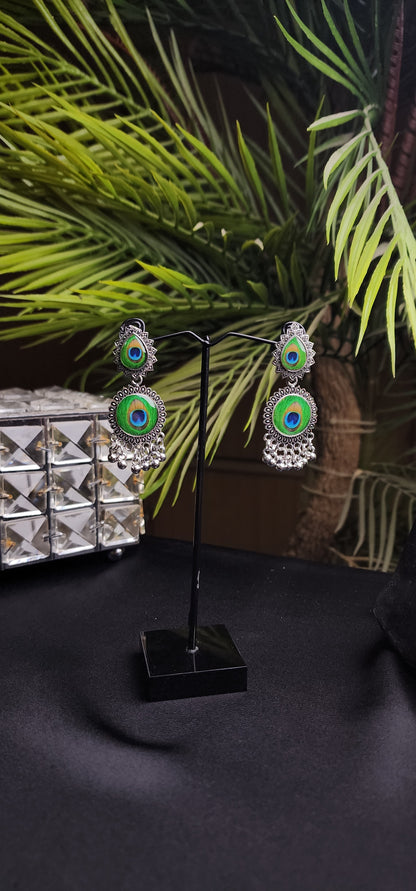 Peacock Silver Earrings