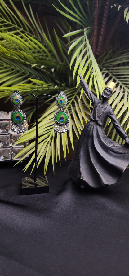Peacock Silver Earrings