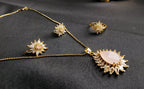 Pink Stone Big & Side Champagne Stone Outside 3-Piece Pendant Set