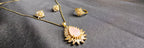 Pink Stone Big & Side Champagne Stone Outside 3-Piece Pendant Set
