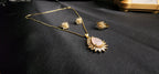 Pink Stone Big & Side Champagne Stone Outside 3-Piece Pendant Set