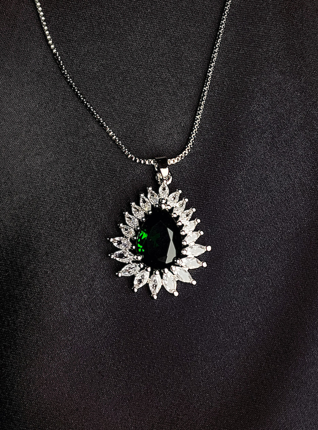 Green Big Size Diamond Style Stone Inside  Pendant Set