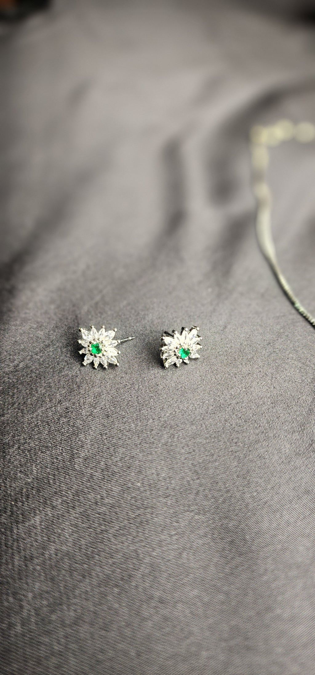 Green Big Size Diamond Style Stone Inside  Pendant Set