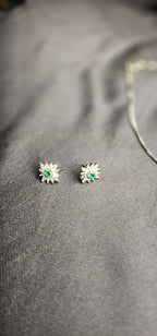 Green Big Size Diamond Style Stone Inside  Pendant Set