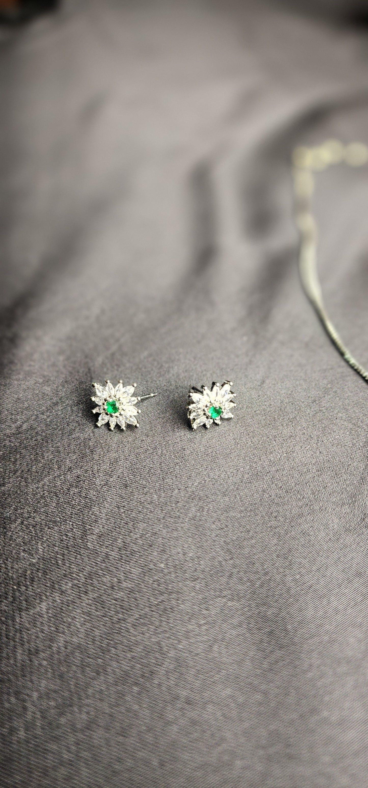 Green Big Size Diamond Style Stone Inside  Pendant Set