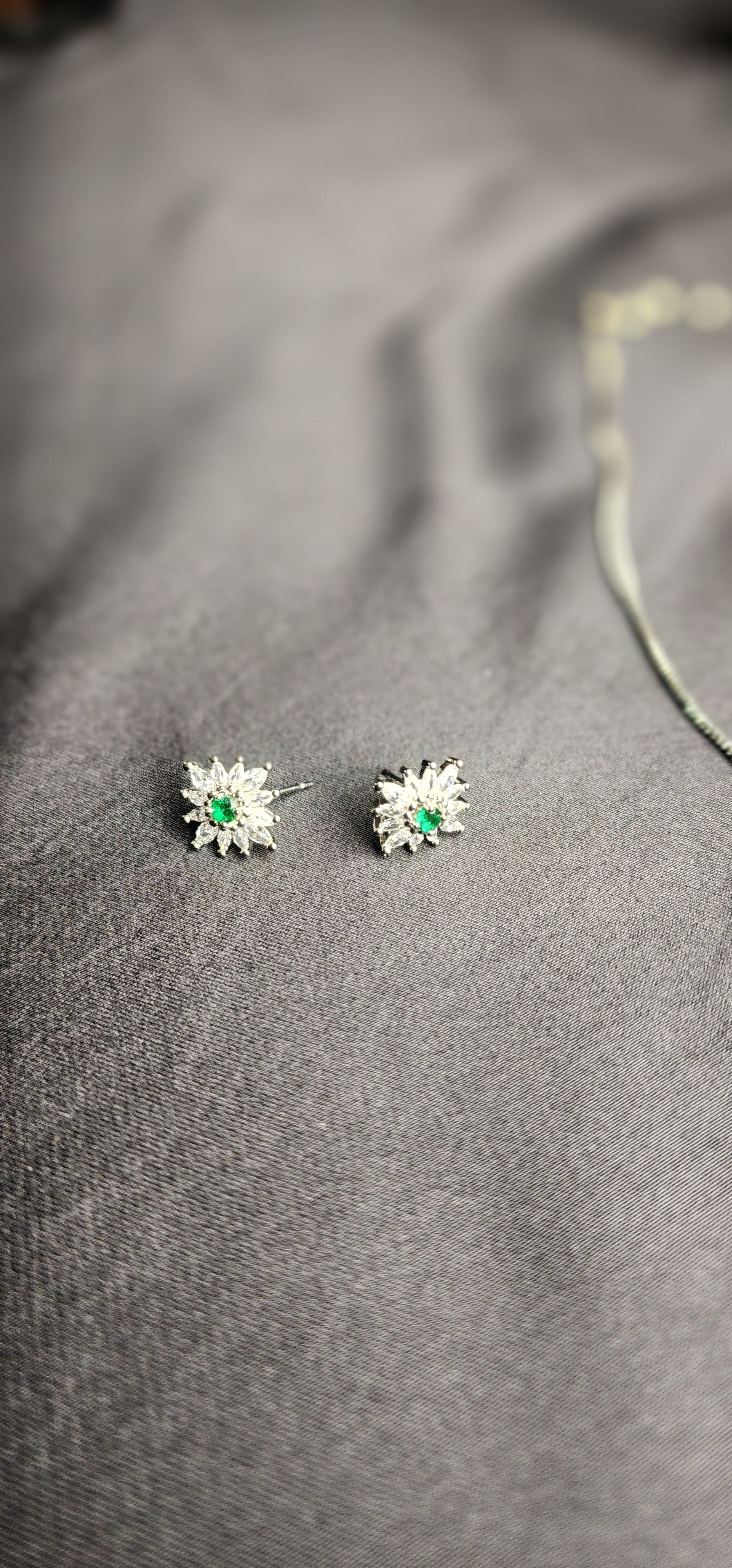 Green Big Size Diamond Style Stone Inside  Pendant Set