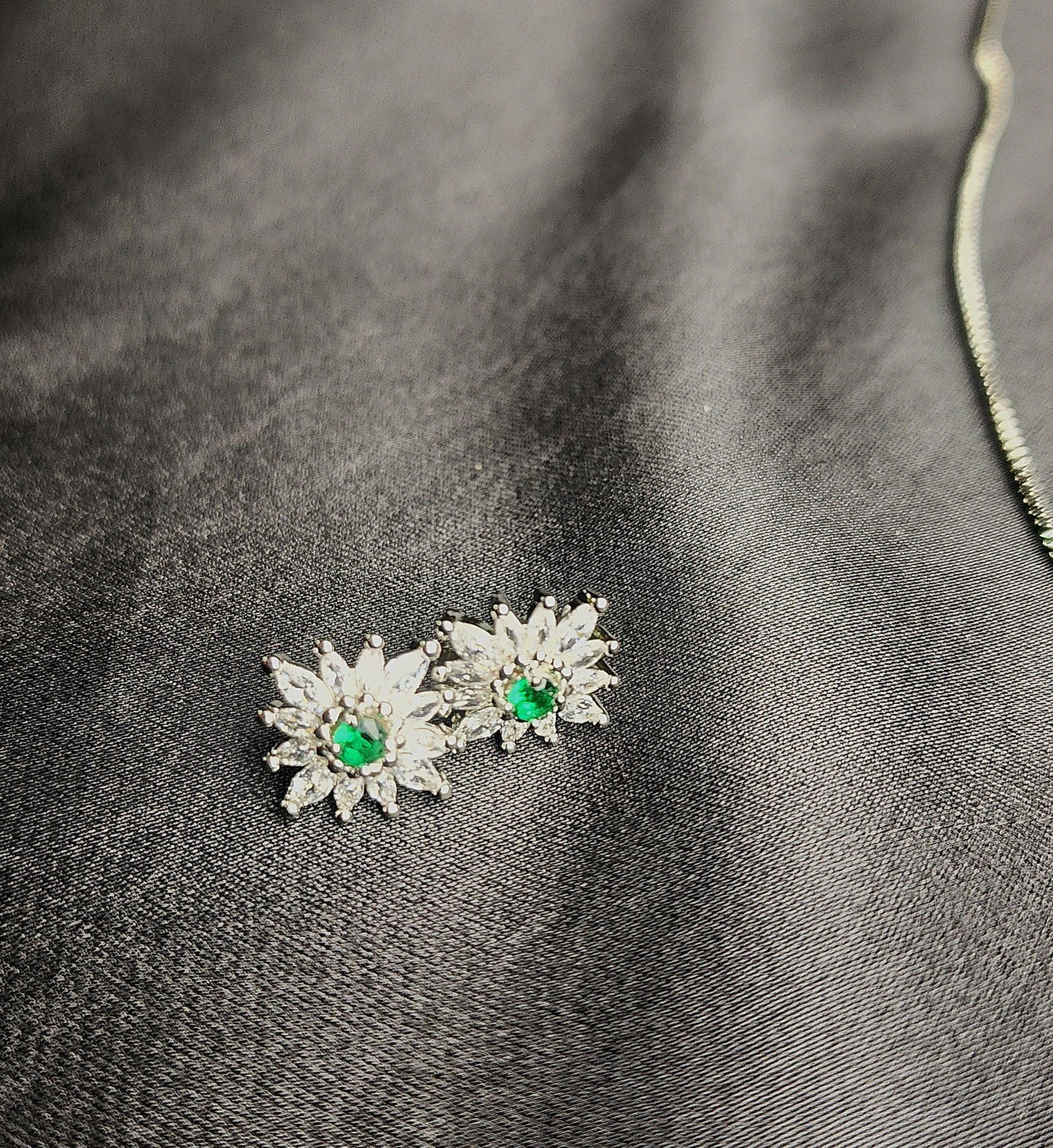 Green Big Size Diamond Style Stone Inside  Pendant Set