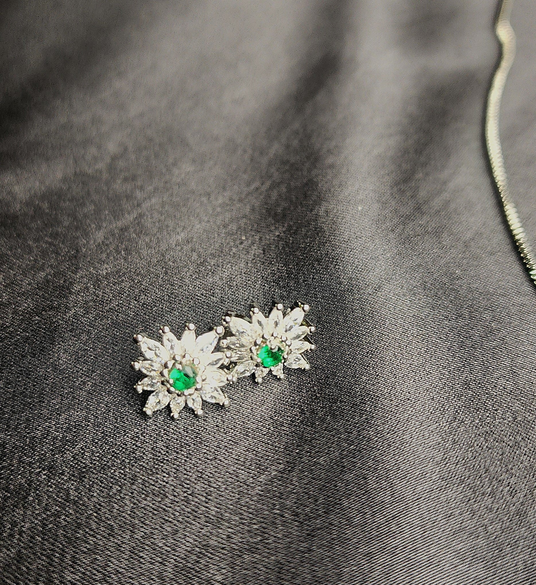 Green Big Size Diamond Style Stone Inside  Pendant Set