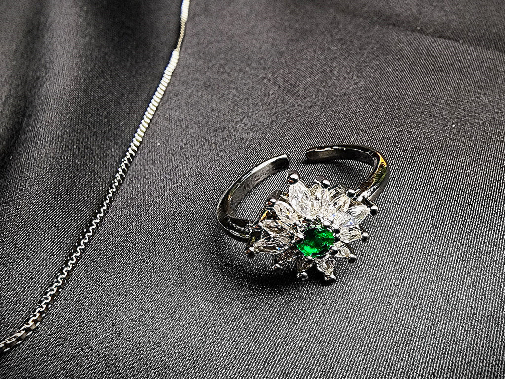 Green Big Size Diamond Style Stone Inside  Pendant Set