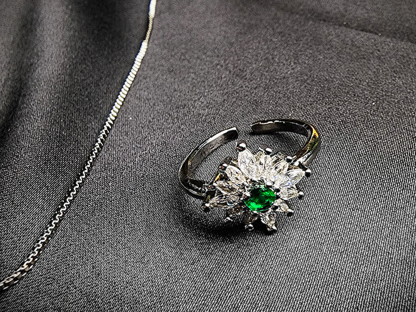 Green Big Size Diamond Style Stone Inside  Pendant Set