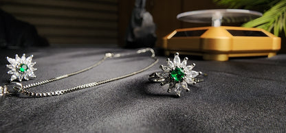 Green Big Size Diamond Style Stone Inside  Pendant Set