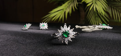 Green Big Size Diamond Style Stone Inside  Pendant Set