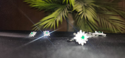 Green Big Size Diamond Style Stone Inside  Pendant Set