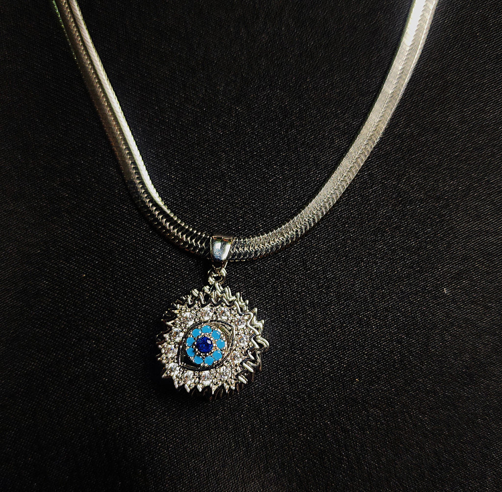 snake chain with eye stone locket