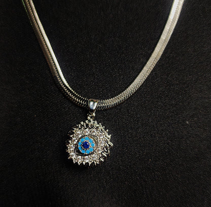 snake chain with eye stone locket