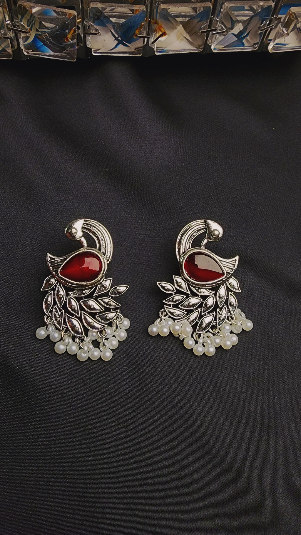 OXIDIZED PEACOCK MULTI POLKI AND PEARL