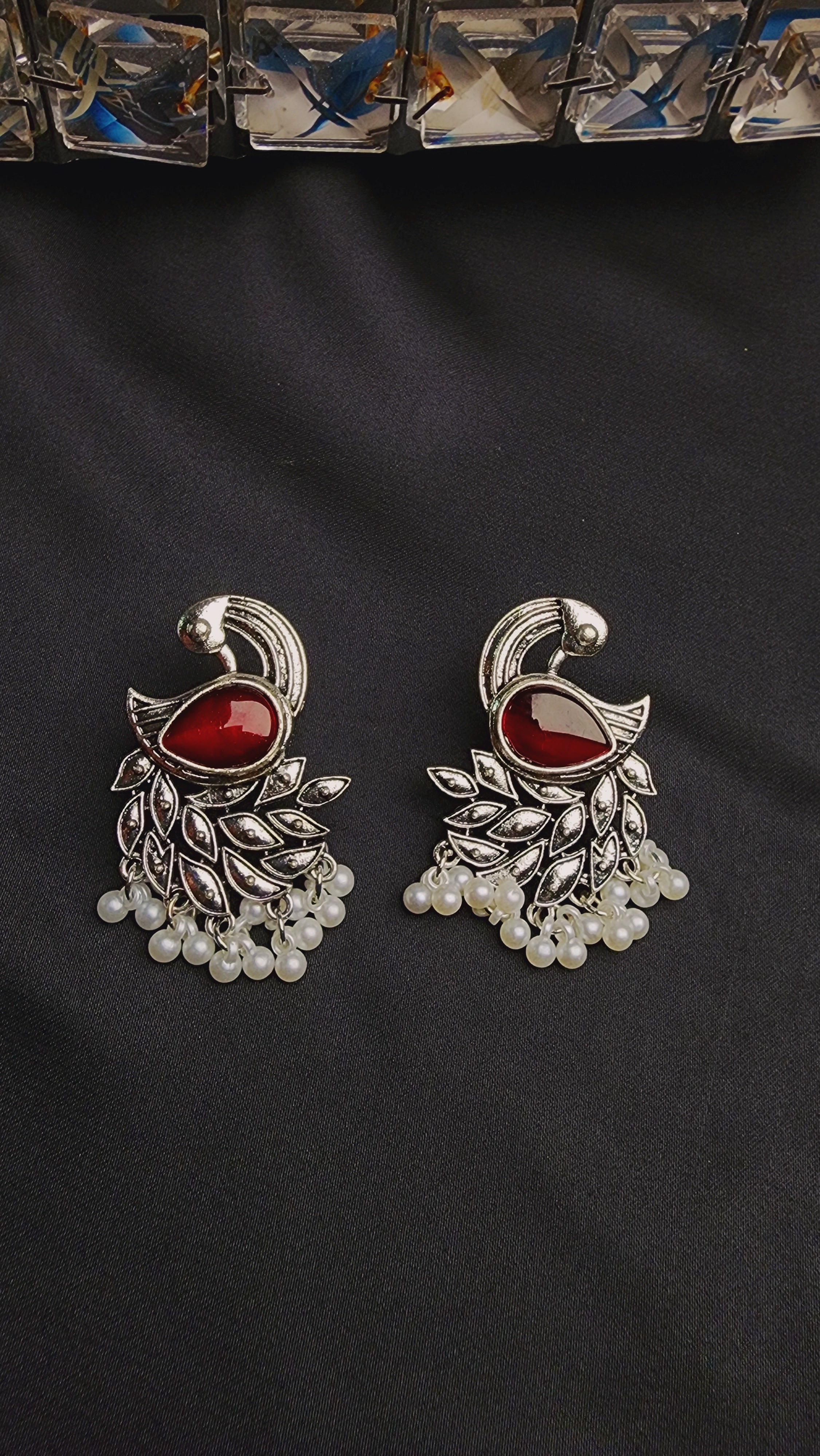 OXIDIZED PEACOCK MULTI POLKI AND PEARL