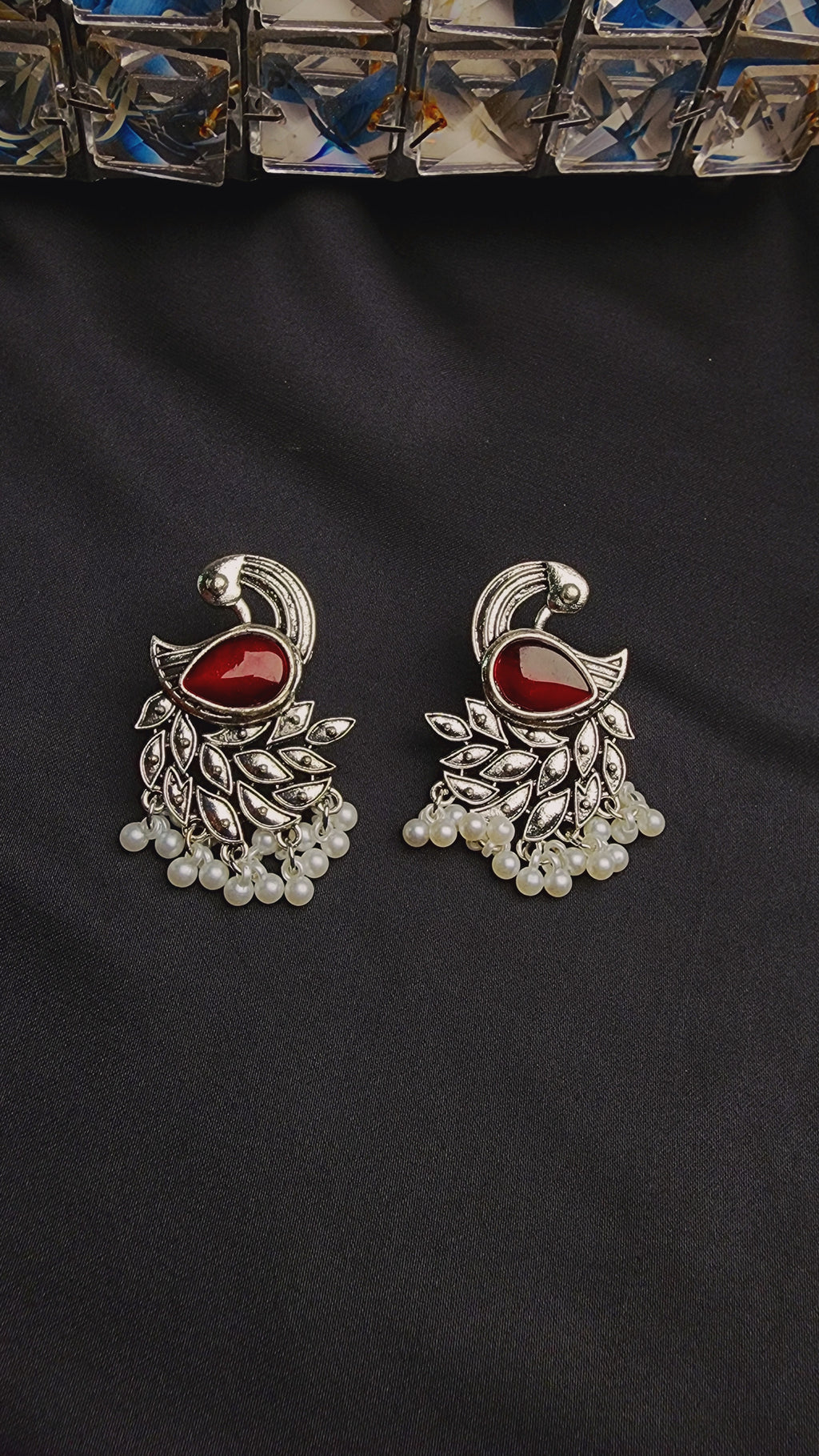 OXIDIZED PEACOCK MULTI POLKI AND PEARL